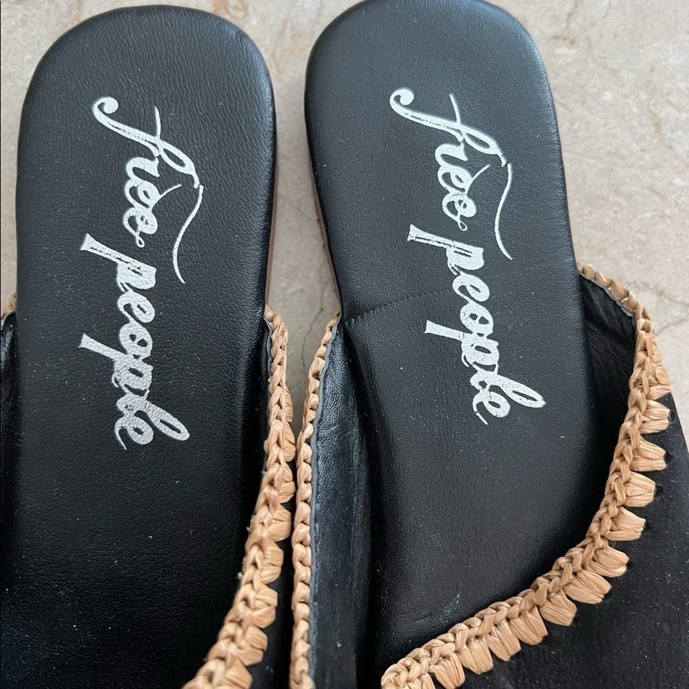 Free People San Marino Black Suede Leather Mules Slides